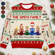 Christmas, Family, Happy, Vector - Matching Christmas Gift For Family - Personalized Member Names Holiday Unisex Ugly Sweater