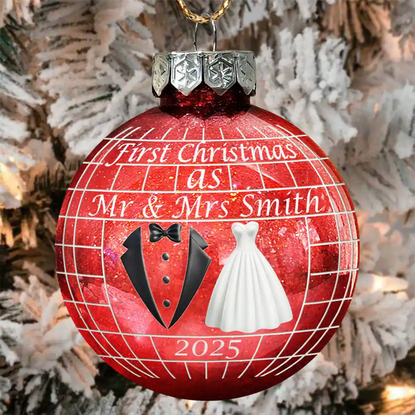 Gift For Couples, Love, Christmas - Disco Ball First Christmas As Married Couples - Personalized Ball Ornament
