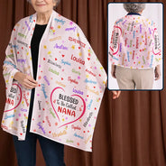 Gift For Mother,Gift For Grandma,Love - Blessed To Be Called Grandma Mommy - Personalized Lightweight Soft Shawl