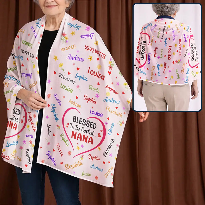 Gift For Mother,Gift For Grandma,Love - Blessed To Be Called Grandma Mommy - Personalized Lightweight Soft Shawl
