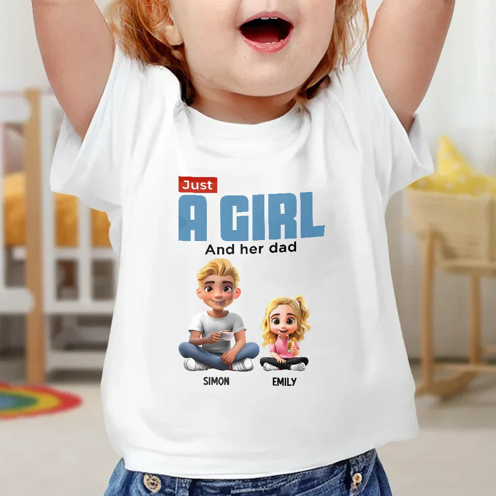 Just A Dad And His Girl 3D Cartoon - Personalized T Shirt