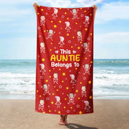 Gift For Grandma,Gift For Mother,Love,Stick Figure - Custom Photo This Grandpa Grandma Dad Mom Belongs To Kids Pet - Personalized Beach Towel
