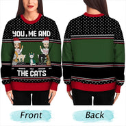You, Me And The Cat - Personalized Unisex Ugly Sweater