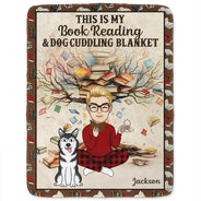 Reading, Dog Lovers, Cat Lovers - Book Reading & Cat Cuddling Blanket - Personalized Fleece Blanket, Sherpa Blanket