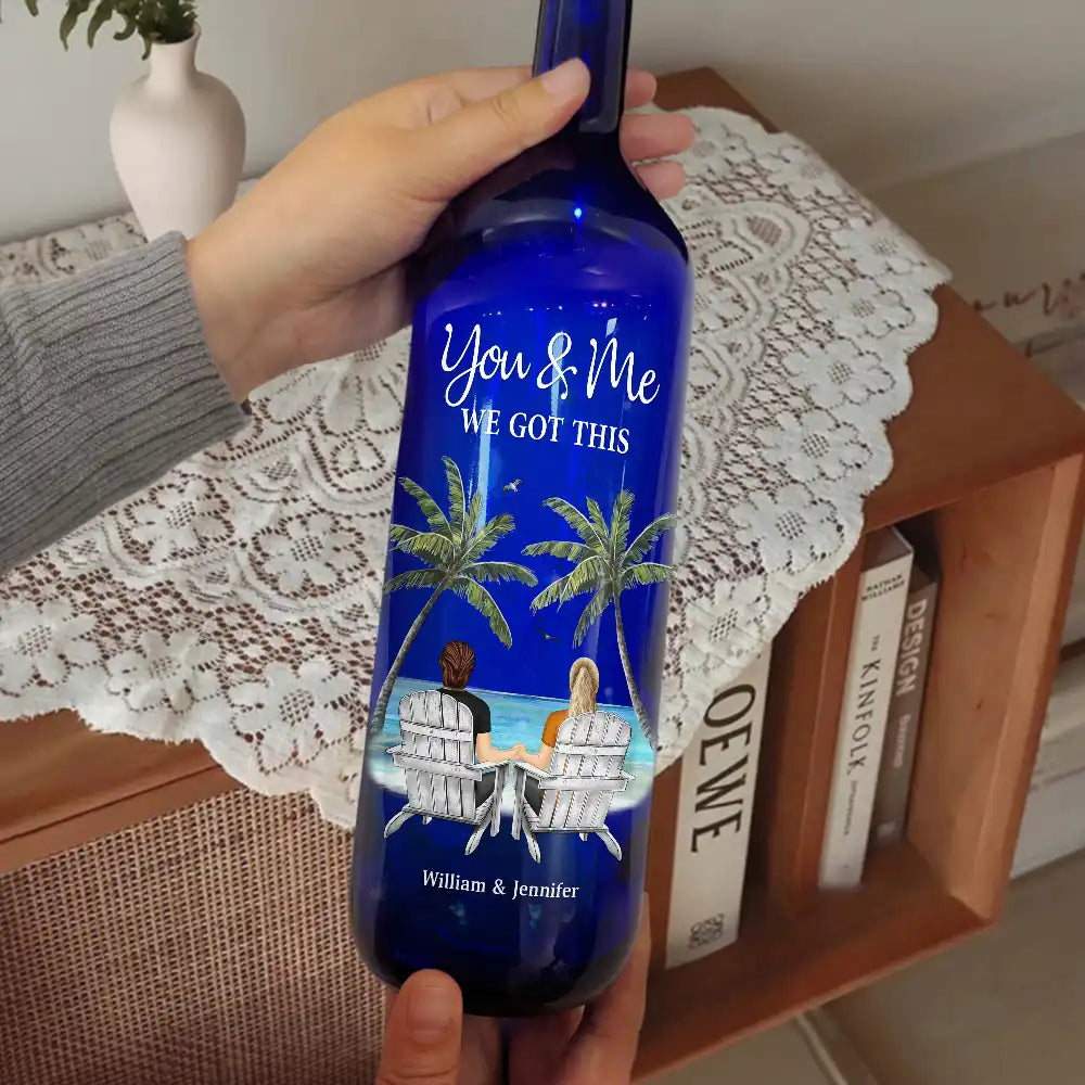 Gift For Couples,Gift For Husband,Gift For Wife,Gift For Boyfriend,Gift For Girlfriend - Beach Till Our Last Breath - Personalized Bottle Light