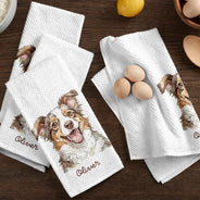 Photo - Colored Pencil ,Non-Eng,Happy,Dog Lovers,Pet Lovers,Cat Lovers - Custom Photo Colored Pencil Sketch Funny Dog Cat Pet - Personalized Kitchen Towel