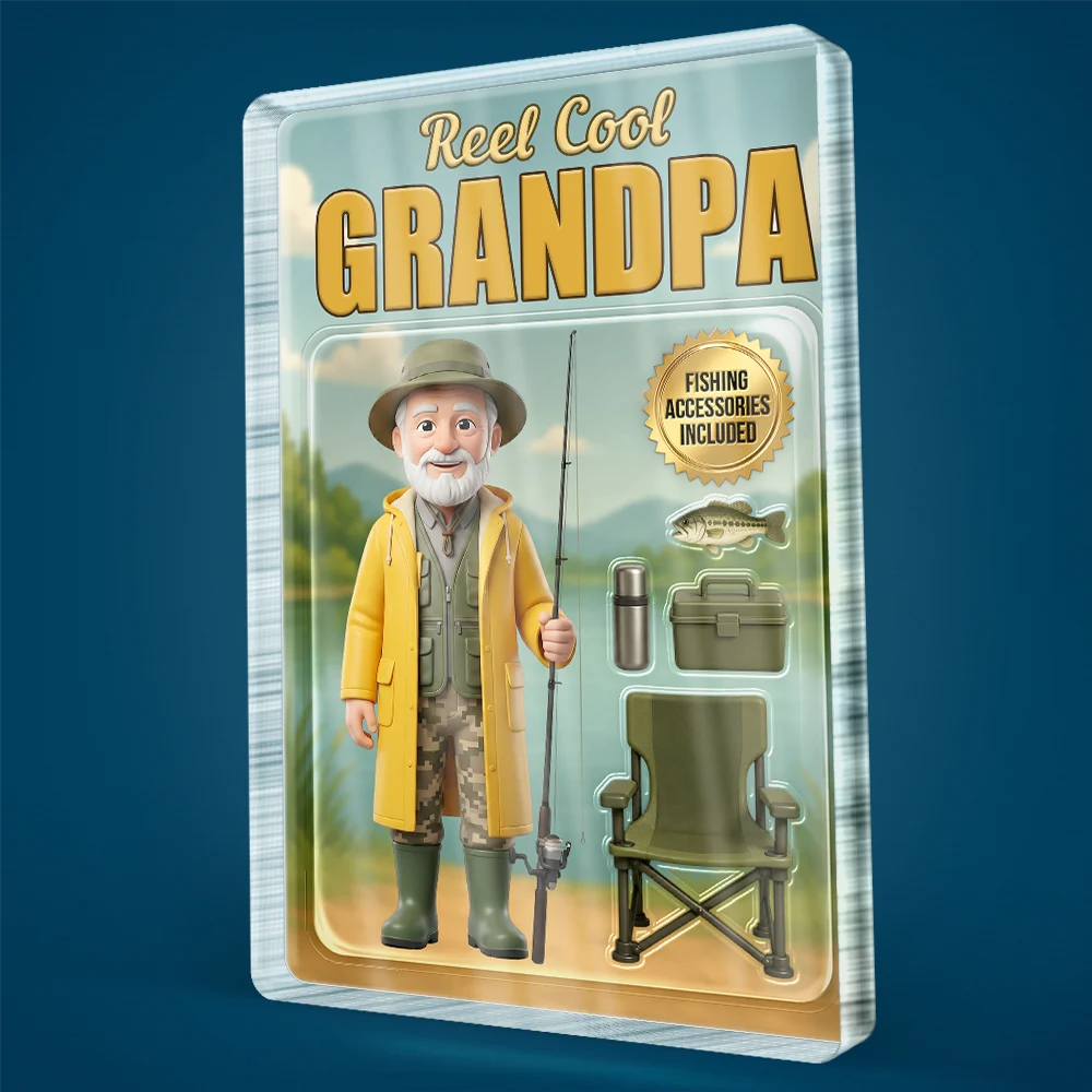 Gift For Husband,Gift For Yourself,Gift For Men,Gift For Father,Gift For Grandpa,Fishing,Dad's Hobby,Non-Eng,Photo - Toybox Figure,Humorous - Custom Photo Toybox Figure Fishing Man Dad Grandpa Limited Edition - Personalized Custom Shaped Acrylic Plaque