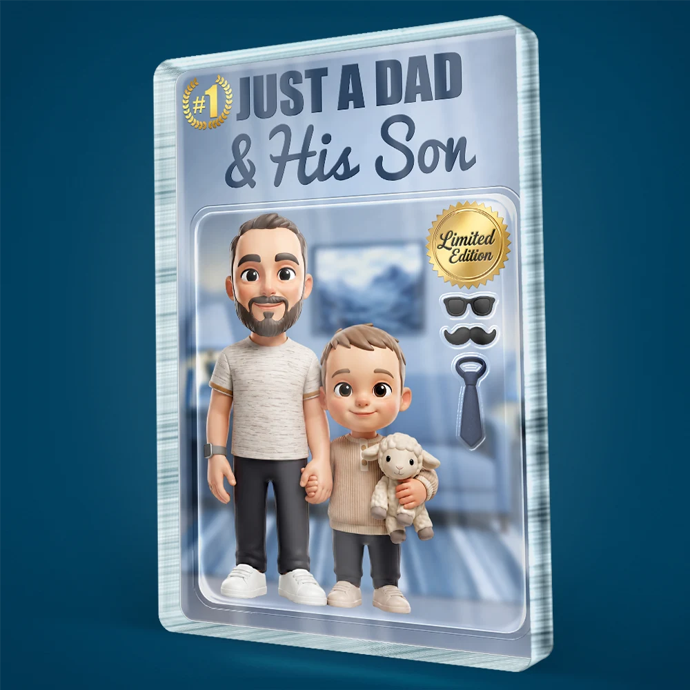 Gift For Husband,Gift For Yourself,Gift For Men,Gift For Father,Gift For Grandpa,Dad - Daughters (Young),Dad - Daughters (Adult),Non-Eng,Photo - Toybox Figure,Playful - Custom Photo Toybox Figure Just A Dad & His Girl Limited Edition - Personalized Custom Shaped Acrylic Plaque