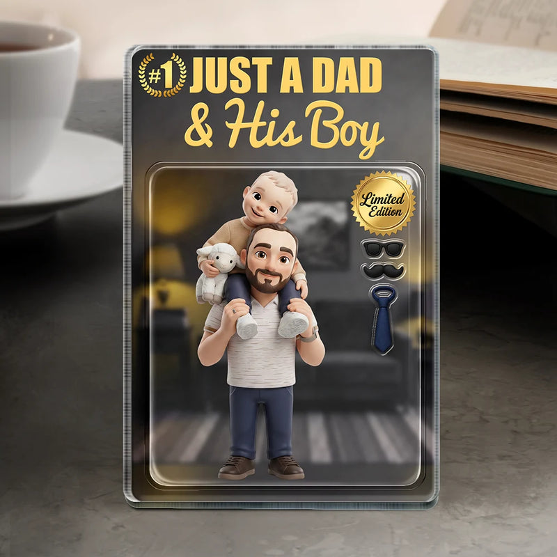 Gift For Husband,Gift For Yourself,Gift For Men,Gift For Father,Gift For Grandpa,Dad - Daughters (Young),Dad - Daughters (Adult),Non-Eng,Photo - Toybox Figure,Playful - Custom Photo Toybox Figure Just A Dad & His Girl Limited Edition - Personalized Custom Shaped Acrylic Plaque