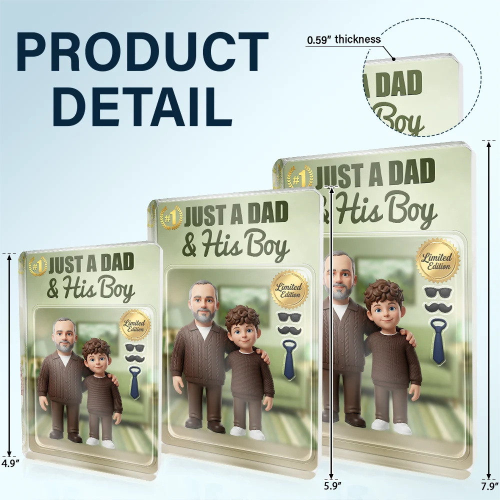 Gift For Husband,Gift For Yourself,Gift For Men,Gift For Father,Gift For Grandpa,Dad - Daughters (Young),Dad - Daughters (Adult),Non-Eng,Photo - Toybox Figure,Playful - Custom Photo Toybox Figure Just A Dad & His Girl Limited Edition - Personalized Custom Shaped Acrylic Plaque