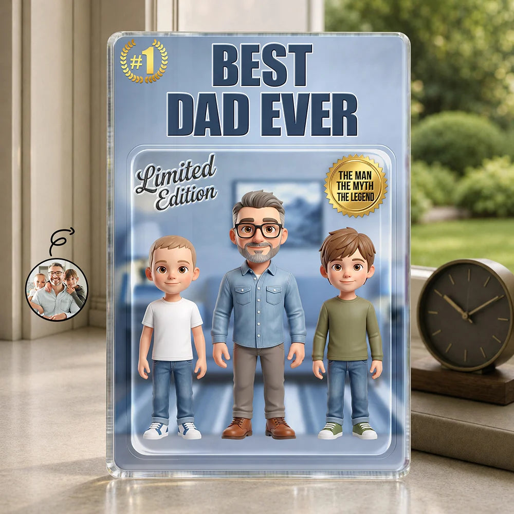 Gift For Husband,Gift For Yourself,Gift For Men,Gift For Father,Gift For Grandpa,Non-Eng,Photo - Toybox Figure,Playful - Custom Photo Toybox Figure Best Dad Grandpa Ever - Personalized Custom Shaped Acrylic Plaque