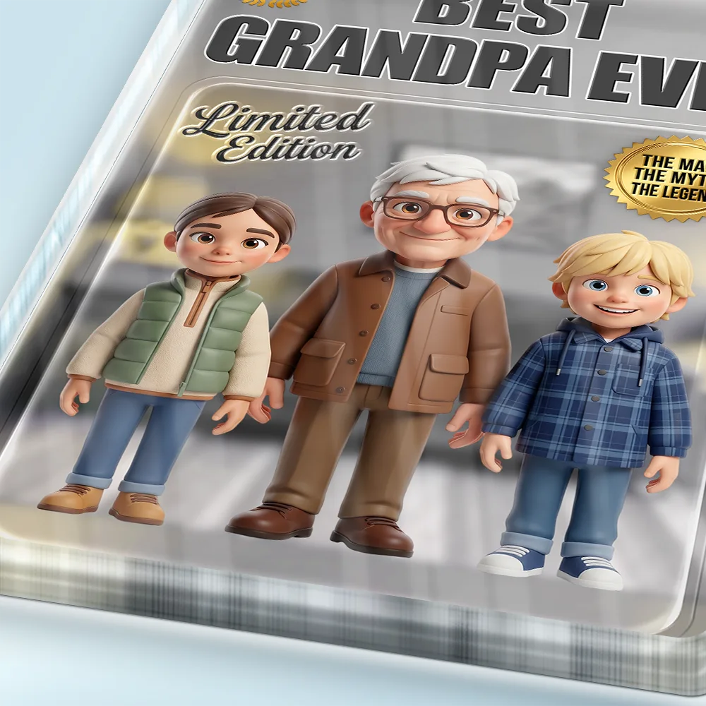 Gift For Husband,Gift For Yourself,Gift For Men,Gift For Father,Gift For Grandpa,Non-Eng,Photo - Toybox Figure,Playful - Custom Photo Toybox Figure Best Dad Grandpa Ever - Personalized Custom Shaped Acrylic Plaque