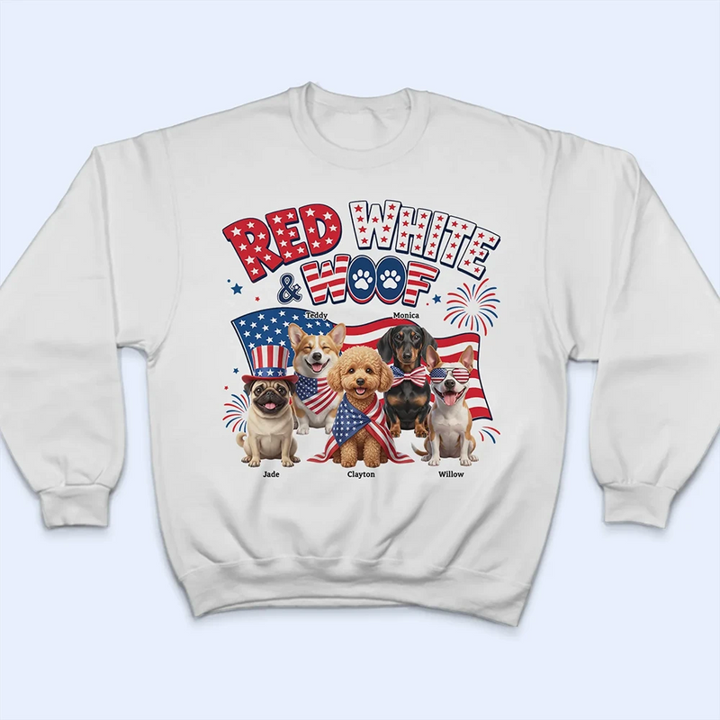 America 250th,Custom Photo,Independence Day,Art Design,Pet Lovers,Playful,Photo - US Theme Accessories 3D Cartoon - Custom Photo 3D Cartoon With US Accessories Red White Woof - Personalized T Shirt