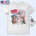 America 250th,Custom Photo,Independence Day,Art Design,Pet Lovers,Playful,Photo - US Theme Accessories 3D Cartoon - Custom Photo 3D Cartoon With US Accessories Red White Meow - Personalized T Shirt