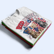 America 250th,Custom Photo,Independence Day,Art Design,Pet Lovers,Playful,Photo - US Theme Accessories 3D Cartoon - Custom Photo 3D Cartoon With US Accessories Red White Meow - Personalized T Shirt