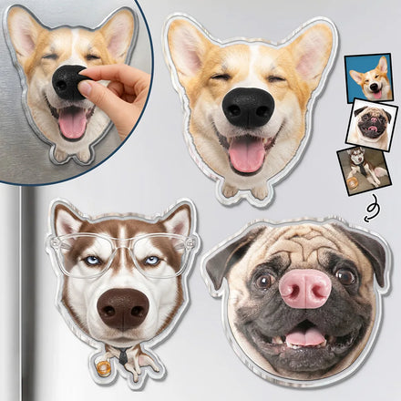 Custom Photo Funny Dog Nose - Personalized Squishy Acrylic Fridge Magnet