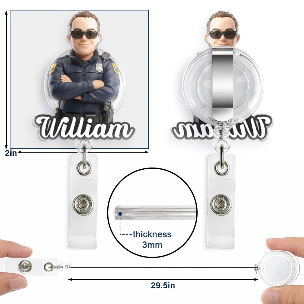 Custom Photo, Art Design, Gift For Yourself, Adorable, Photo - Toybox Figure Half Body - Custom Photo Toybox Figure Career Diversity - Personalized Badge Reel