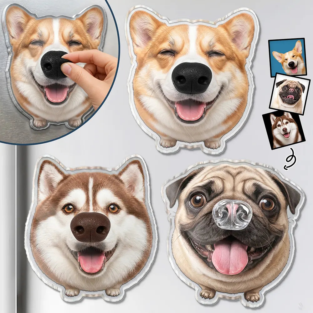 Custom Photo Funny Dog Nose Boop It - Personalized Squishy Acrylic Fridge Magnet
