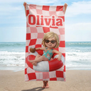 Summer, Family, Playful - Poolside Beach Vacation Family Pet Kid - Personalized Beach Towel