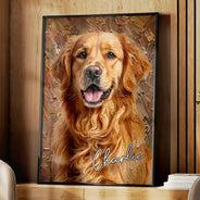 Art Design, Custom Photo, Cozy, Family, Photo - Oil Painting - Custom Photo Oil Painting Happy Family Dad Mom Kid Pet - Personalized Poster