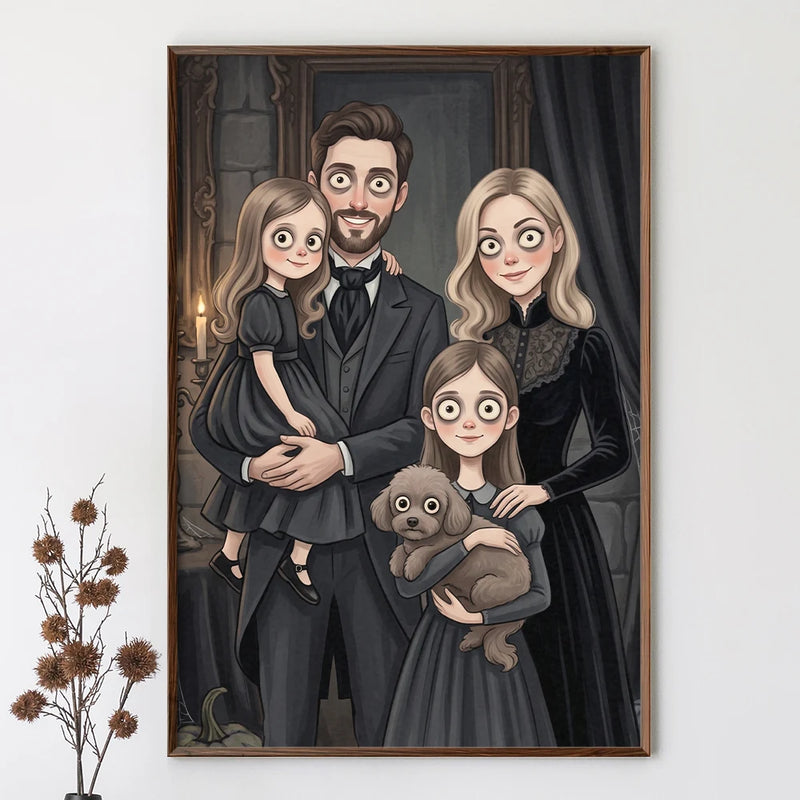Top Market,Art Design,Playful,Halloween,Family,Photo - Gothic Portrait Art - Custom Photo Gothic Portrait Art Family Couple Pet Lovers - Personalized Poster