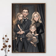 Top Market,Art Design,Playful,Halloween,Family,Photo - Gothic Portrait Art - Custom Photo Gothic Portrait Art Family Couple Pet Lovers - Personalized Poster