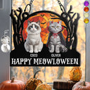 Art Design,Playful,Halloween,Pet Lovers,Photo - Halloween Theme Accessories 3D Cartoon - Custom Photo 3D Halloween Themed Pet Happy Meowloween - Personalized Window Hanging Suncatcher Ornament
