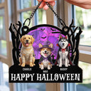 Art Design,Playful,Halloween,Pet Lovers,Photo - Halloween Theme Accessories 3D Cartoon - Custom Photo 3D Halloween Themed Pet Happy Meowloween - Personalized Window Hanging Suncatcher Ornament