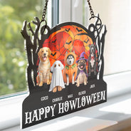 Art Design,Playful,Halloween,Pet Lovers,Photo - Halloween Theme Accessories 3D Cartoon - Custom Photo 3D Halloween Themed Pet Happy Meowloween - Personalized Window Hanging Suncatcher Ornament
