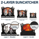 Art Design,Playful,Halloween,Pet Lovers,Photo - Halloween Theme Accessories 3D Cartoon - Custom Photo 3D Halloween Themed Pet Happy Meowloween - Personalized Window Hanging Suncatcher Ornament