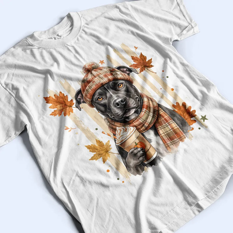 Adorable, Art Design, Pet Lovers, Photo - Autumn Theme Pet - Custom Photo Watercolor Pet With Autumn Accessories Autumn Cute Portrait Dog Cat - Personalized T Shirt
