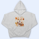 Adorable, Art Design, Pet Lovers, Photo - Autumn Theme Pet - Custom Photo Watercolor Pet With Autumn Accessories Autumn Cute Portrait Dog Cat - Personalized T Shirt