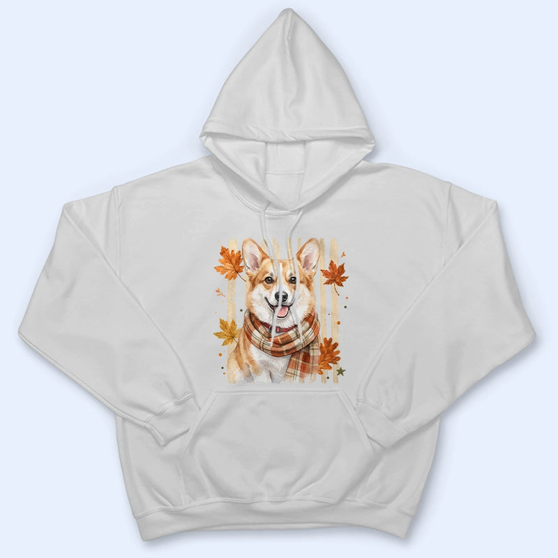 Adorable, Art Design, Pet Lovers, Photo - Autumn Theme Pet - Custom Photo Watercolor Pet With Autumn Accessories Autumn Cute Portrait Dog Cat - Personalized T Shirt