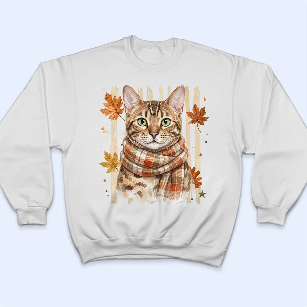 Adorable, Art Design, Pet Lovers, Photo - Autumn Theme Pet - Custom Photo Watercolor Pet With Autumn Accessories Autumn Cute Portrait Dog Cat - Personalized T Shirt