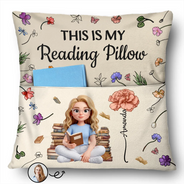Art Design,Christmas,Cozy,Reading,Gift For Yourself,Photo - 3D Reading Woman & Man - Custom Photo 3D Book Lover This Is My Reading Pillow - Personalized Pocket Pillow