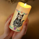 Top Market,Art Design,Playful,Halloween,Pet Lovers,Photo - Hispanic Mexican Flowers Pet - Custom Photo Hispanic Pet Day Of The Dead - Personalized Flameless LED Candle