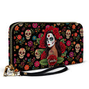 Art Design,Confident,Halloween,Gift For Yourself,Hispanic,Photo - Mexican Skull Woman Man - Custom Photo Sugar Skull Always Chingona Sometimes Cabrona But Never Pendeja Hispanic - Personalized Leather Long Wallet