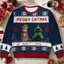 Art Design,Playful,Christmas,Pet Lovers,Photo - Christmas Accessories 3D Cartoon Pet - Custom Photo 3D Christmas Themed Pet Meowy Catmas Feliz Navidog - Personalized Unisex Ugly Sweater