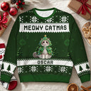 Art Design,Playful,Christmas,Pet Lovers,Photo - Christmas Accessories 3D Cartoon Pet - Custom Photo 3D Christmas Themed Pet Meowy Catmas Feliz Navidog - Personalized Unisex Ugly Sweater