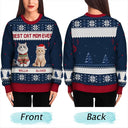 Art Design,Playful,Christmas,Pet Lovers,Photo - Christmas Accessories 3D Cartoon Pet - Custom Photo 3D Christmas Themed Pet Meowy Catmas Feliz Navidog - Personalized Unisex Ugly Sweater