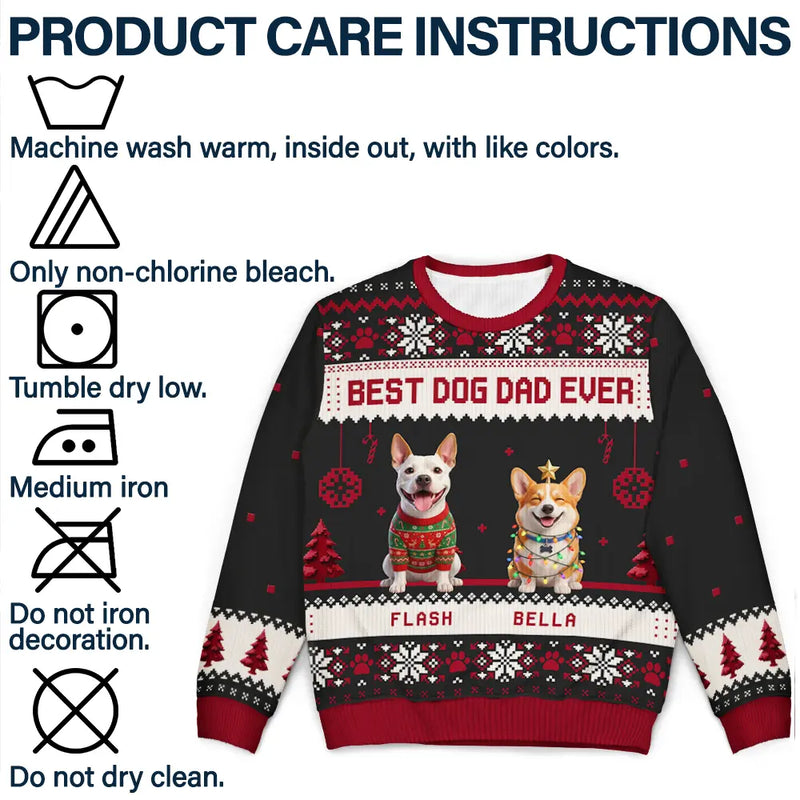 Art Design,Playful,Christmas,Pet Lovers,Photo - Christmas Accessories 3D Cartoon Pet - Custom Photo 3D Christmas Themed Pet Meowy Catmas Feliz Navidog - Personalized Unisex Ugly Sweater