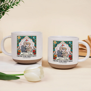 Art Design,Halloween,Romantic,Gift For Couples,Photo - Skeleton Day Of The Dead - Custom Photo Sugar Skull Cartoon Till Death Do Us Part - Personalized Pottery Mug