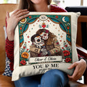 Art Design,Halloween,Romantic,Gift For Couples,Photo - Skeleton Day Of The Dead - Custom Photo Sugar Skull Cartoon - Personalized Pillow