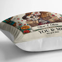 Art Design,Halloween,Romantic,Gift For Couples,Photo - Skeleton Day Of The Dead - Custom Photo Sugar Skull Cartoon - Personalized Pillow