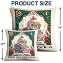 Art Design,Halloween,Romantic,Gift For Couples,Photo - Skeleton Day Of The Dead - Custom Photo Sugar Skull Cartoon - Personalized Pillow