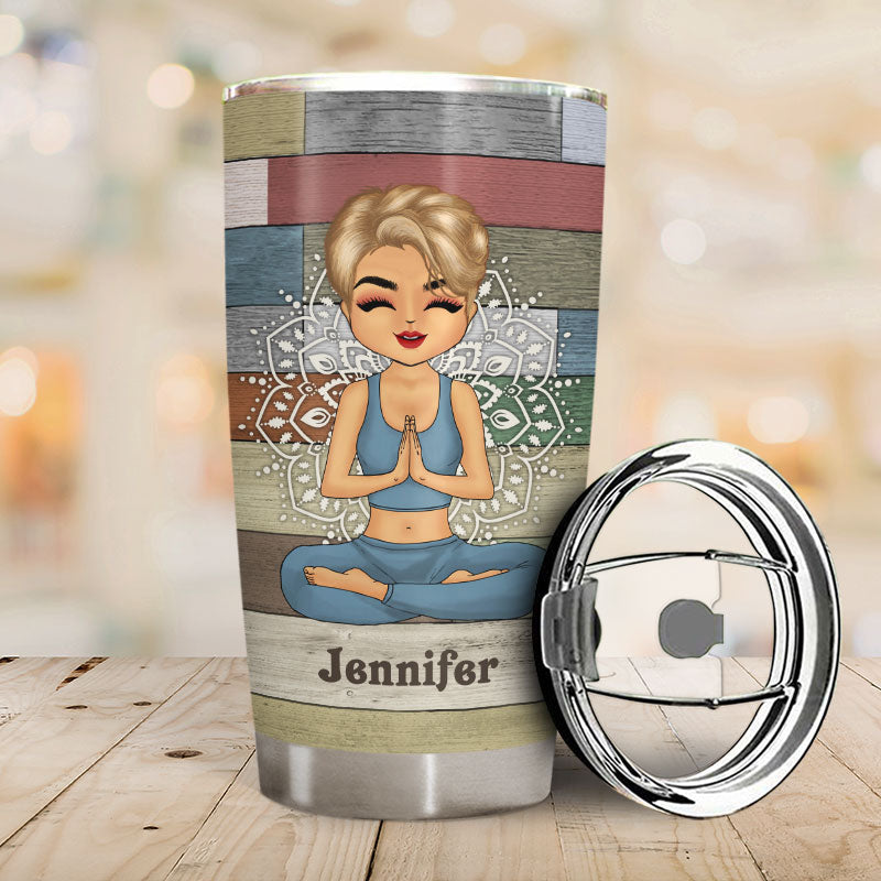 Yoga Chibi Girl Peace Love And Light - Personalized Custom Tumbler