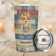 Yoga Chibi Girl Peace Love And Light - Personalized Custom Tumbler
