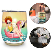 Beach Flamingo I Sunbathe I Drink & I Know Things - Gift For Yourself, Beach Lovers - Personalized Custom Wine Tumbler