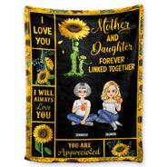 Mother & Children Sunflower Forever Linked Together - Gift For Mother - Personalized Fleece Blanket