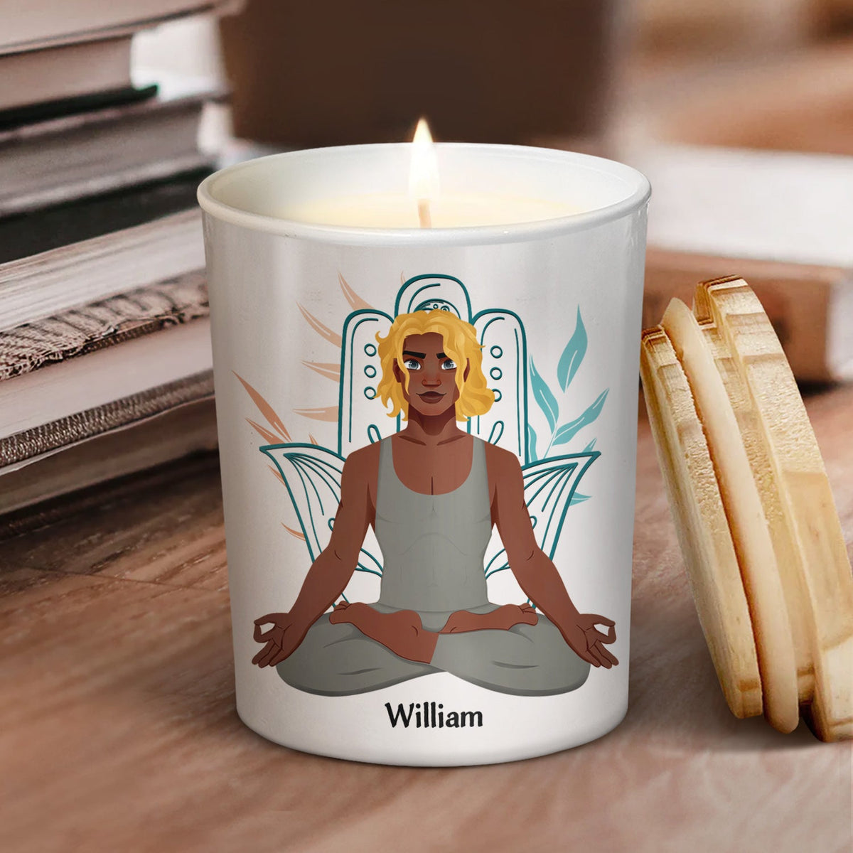 Yoga A Wise Woman Once Said - Gift For Yoga Lovers - Personalized Scented Candle With Wooden Lid